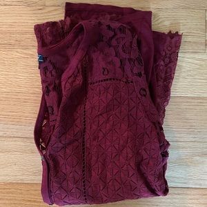 ✵ Lucky Brand Maroon Lace Top ✵